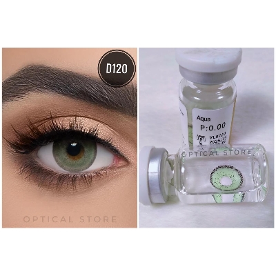 Picture of DAHAB Aqua Color Contact Lens with Regular Kit Box. Dahab Gold Collection. #aqua