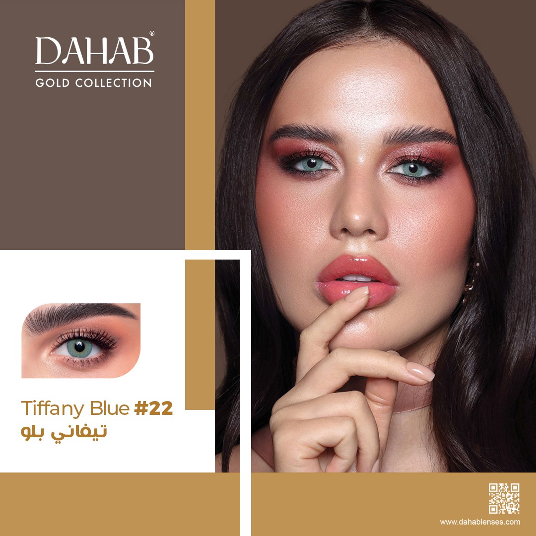 Picture of DAHAB Tiffany Blue Color contact lens with Regular kit box. Dahab Gold Collection. #tiffany.blue