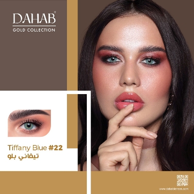 Picture of DAHAB Tiffany Blue Color contact lens with Regular kit box. Dahab Gold Collection. #tiffany.blue