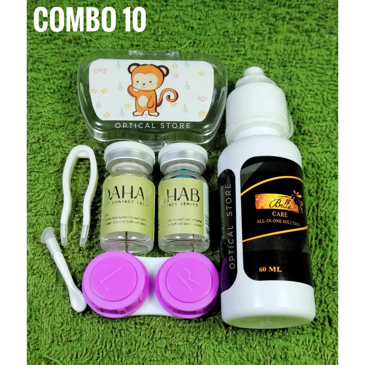 Picture of New Dahab Color Contact Lens With 120ml Solutin And travel Kit Box including Mirror Tweezers & Applicator Combo10 For men And Women. 1Pair Dahab Contact Lens For Eyefashion and Makeup.Dahab All Series Contact Lens #combo10