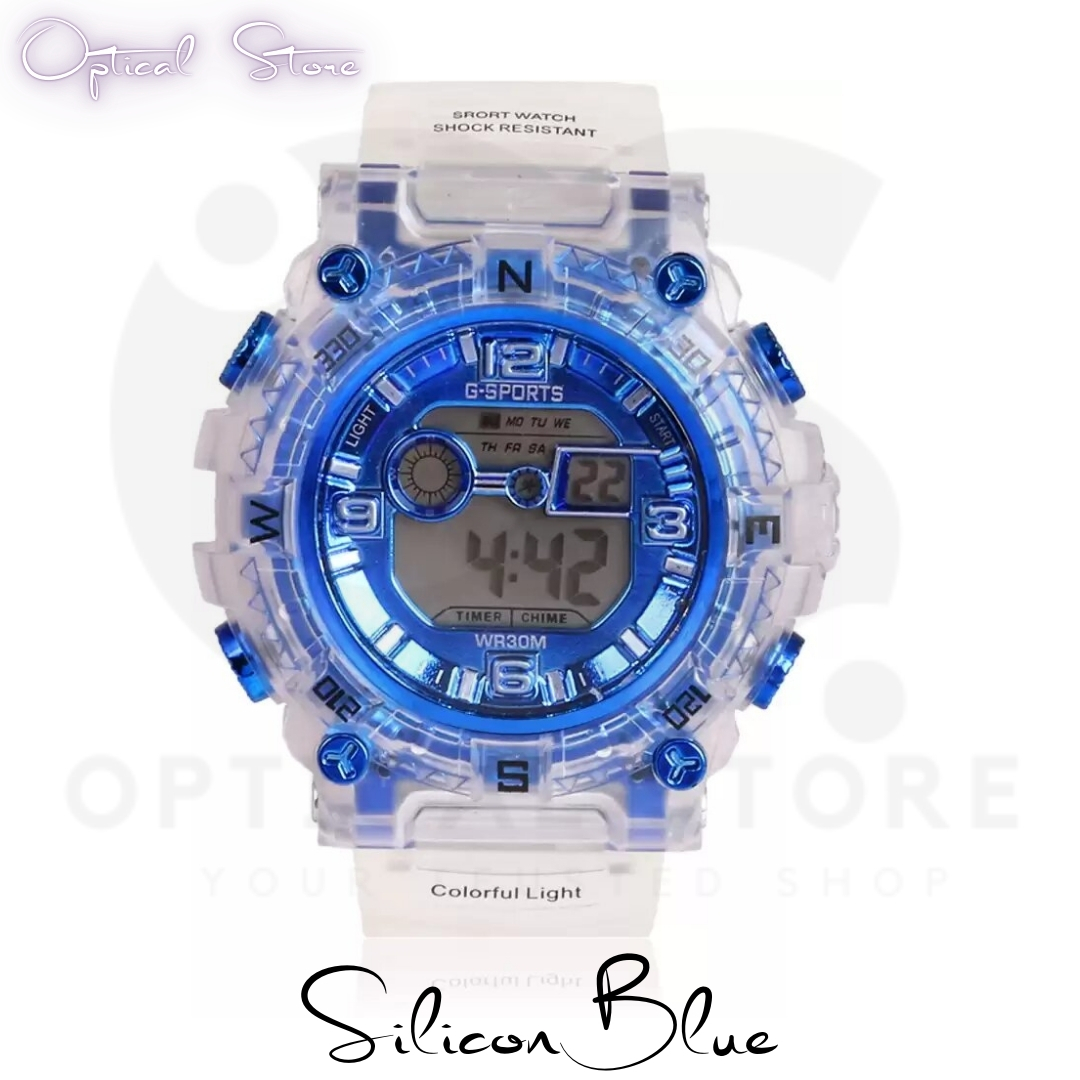 Picture of Silicone Boys Digital Sports Red Watch Fashionable Sports Watch For Men-White w14