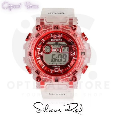 Picture of Silicone Boys Digital Sports Red Watch Fashionable Sports Watch For Men-White w14