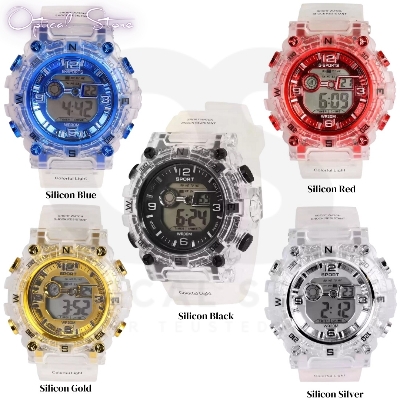 Picture of Silicone Boys Digital Sports Red Watch Fashionable Sports Watch For Men-White w14