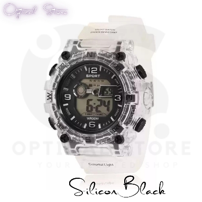 Picture of Silicone Boys Digital Sports Red Watch Fashionable Sports Watch For Men-White w14