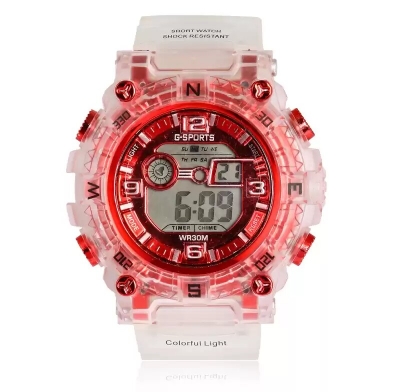Picture of Silicone Boys Digital Sports Black Watch Fashionable Sports Watch For Men-White w14
