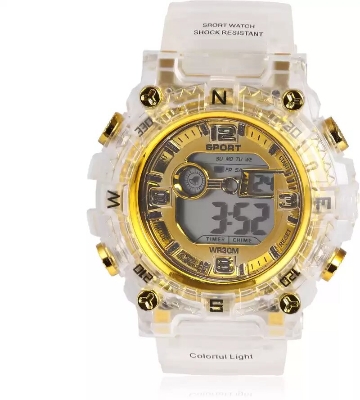 Picture of Silicone Boys Digital Sports Black Watch Fashionable Sports Watch For Men-White w14