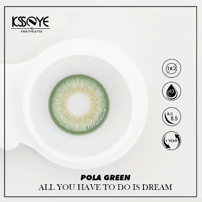 Picture of KSSEYE Pola Green Color Contact Lens with Regular Kit Box.For Men,Women/Unisex. Ksseye Pola Series. #polagreen