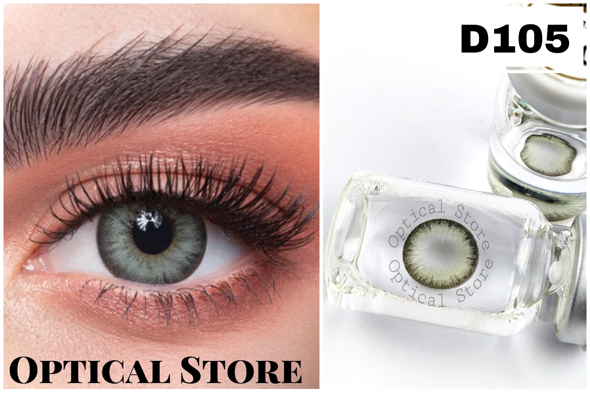 Picture of DAHAB Sabrin Gray GreenColor Contact Lens with Regular kit box.For Men,women/Unisex.. Dahab Gold Collection .#sabringraygreen