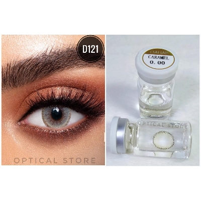 Picture of DAHAB Caramel Color Contact Lens with Regular kit box.For Men,women/Unisex. Dahab Gold Collection #caramel