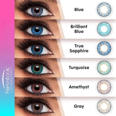 Picture of New Freshlook Power (-1.00 ~ 6.00 FP) Color Contact Lens with 120ml Solution and Travel Kit Box(Twizzer,Applicator and Mirror. 1pair Freshlook Power Color Contact lens for eyes problem/clear vision and Eye fashion. Freshlook Colorblends Series. #power