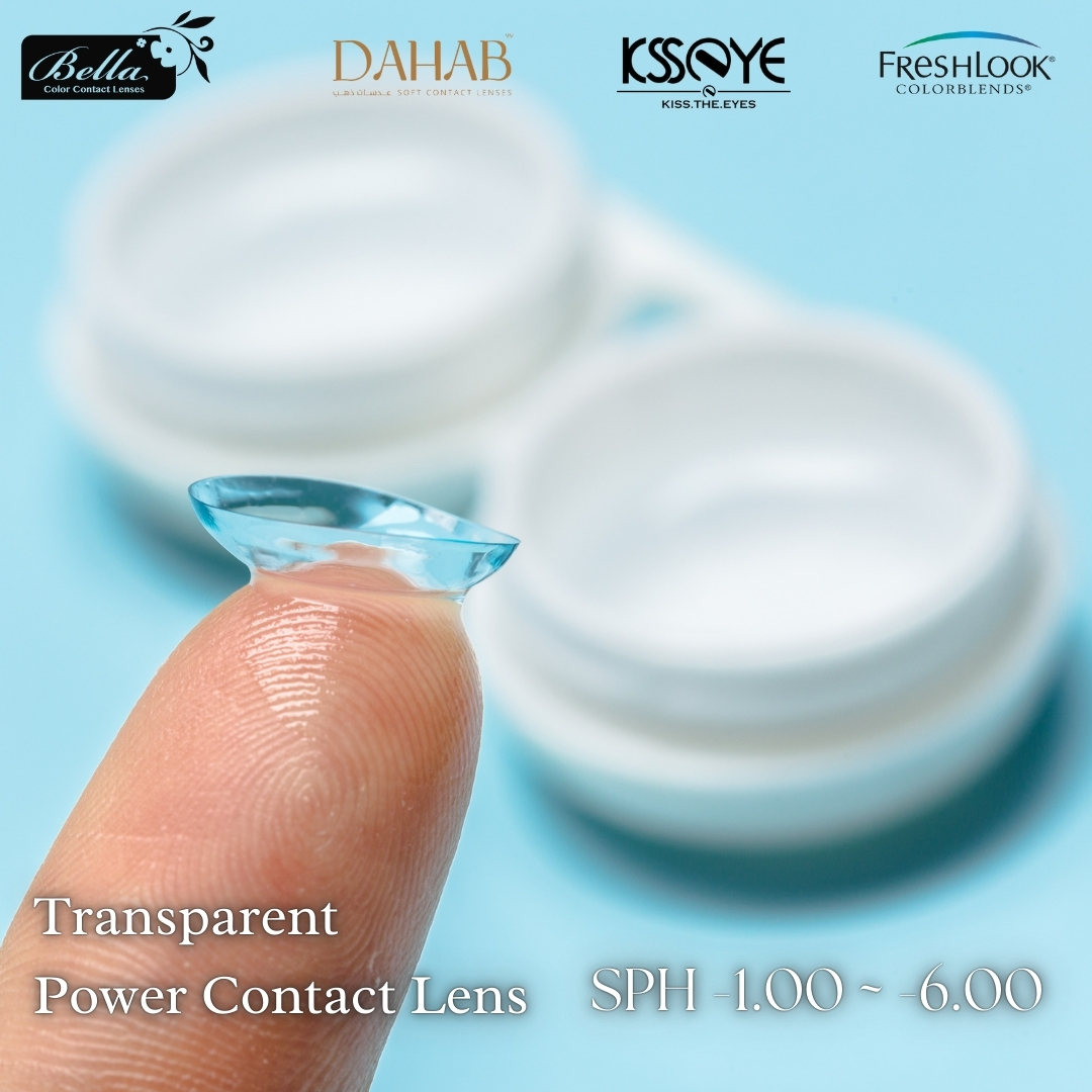 Picture of New Transparent Power (Sph-1.00 ~ 6.00) Contact Lens with 120 ml Solution and Travel Kit Box(Mirror,Applicator & Twizzer).1pair Transparent Power Contact Lens For Clear Vision/Eye problem #transparent