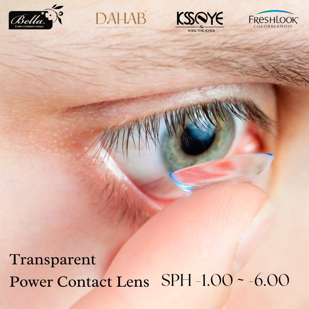 Picture of New Transparent Power (Sph-1.00 ~ 6.00) Contact Lens with 120 ml Solution and Travel Kit Box (Lens Case).1pair Transparent Power Contact Lens For Clear Vision/Eye problem #transparent