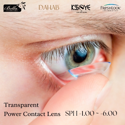 Picture of New Transparent Power (Sph-1.00 ~ 6.00) Contact Lens with 120 ml Solution and Travel Kit Box (Lens Case).1pair Transparent Power Contact Lens For Clear Vision/Eye problem #transparent
