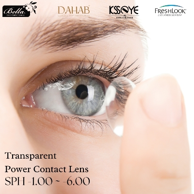 Picture of New Transparent Power (Sph-1.00 ~ 6.00) Contact Lens with 120 ml Solution and Travel Kit Box(Mirror,Applicator & Twizzer).1pair Transparent Power Contact Lens For Clear Vision/Eye problem #transparent