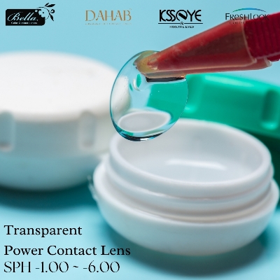Picture of New Transparent Power (Sph-1.00 ~ 6.00) Contact Lens with 120 ml Solution and Travel Kit Box(Mirror,Applicator & Twizzer).1pair Transparent Power Contact Lens For Clear Vision/Eye problem #transparent