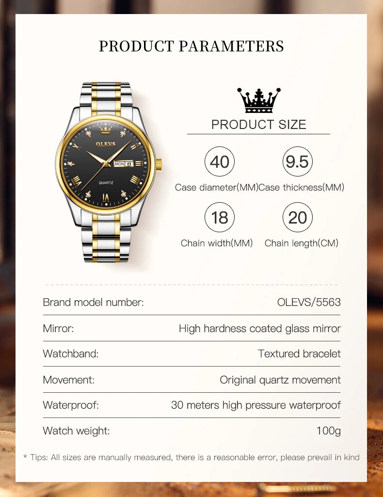 Picture of OLEVS Fashion Men's Quartz Watches || OLEVS 5563 Premium Quality water resistant Watch For Men