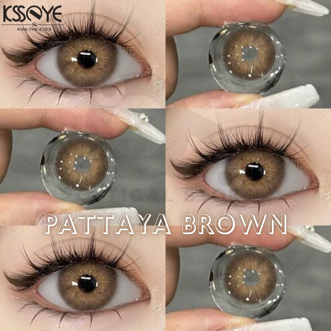 Picture of KSSEYE Pattaya Brown color Contact Lens with Regular kit box.Natural Color Lens Eyes Yearly Color Contact Lenses For Eyes big beauty Contact Lenses Eye Cosmetic Color eyes Unisex Cosmetic Contact Lenses.Ksseye Pattaya Series. #pattayabrown
