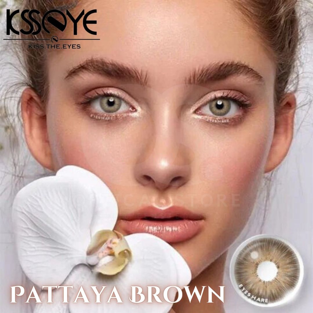 Picture of KSSEYE Pattaya Brown color Contact Lens with Regular kit box.Natural Color Lens Eyes Yearly Color Contact Lenses For Eyes big beauty Contact Lenses Eye Cosmetic Color eyes Unisex Cosmetic Contact Lenses.Ksseye Pattaya Series. #pattayabrown