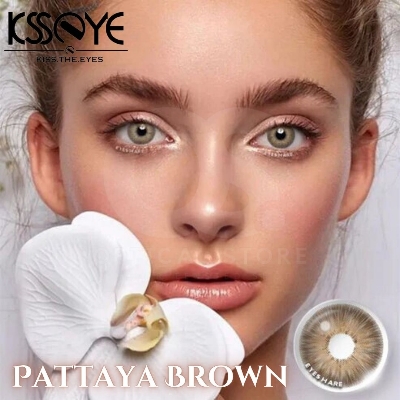 Picture of KSSEYE Pattaya Brown color Contact Lens with Regular kit box.Natural Color Lens Eyes Yearly Color Contact Lenses For Eyes big beauty Contact Lenses Eye Cosmetic Color eyes Unisex Cosmetic Contact Lenses.Ksseye Pattaya Series. #pattayabrown