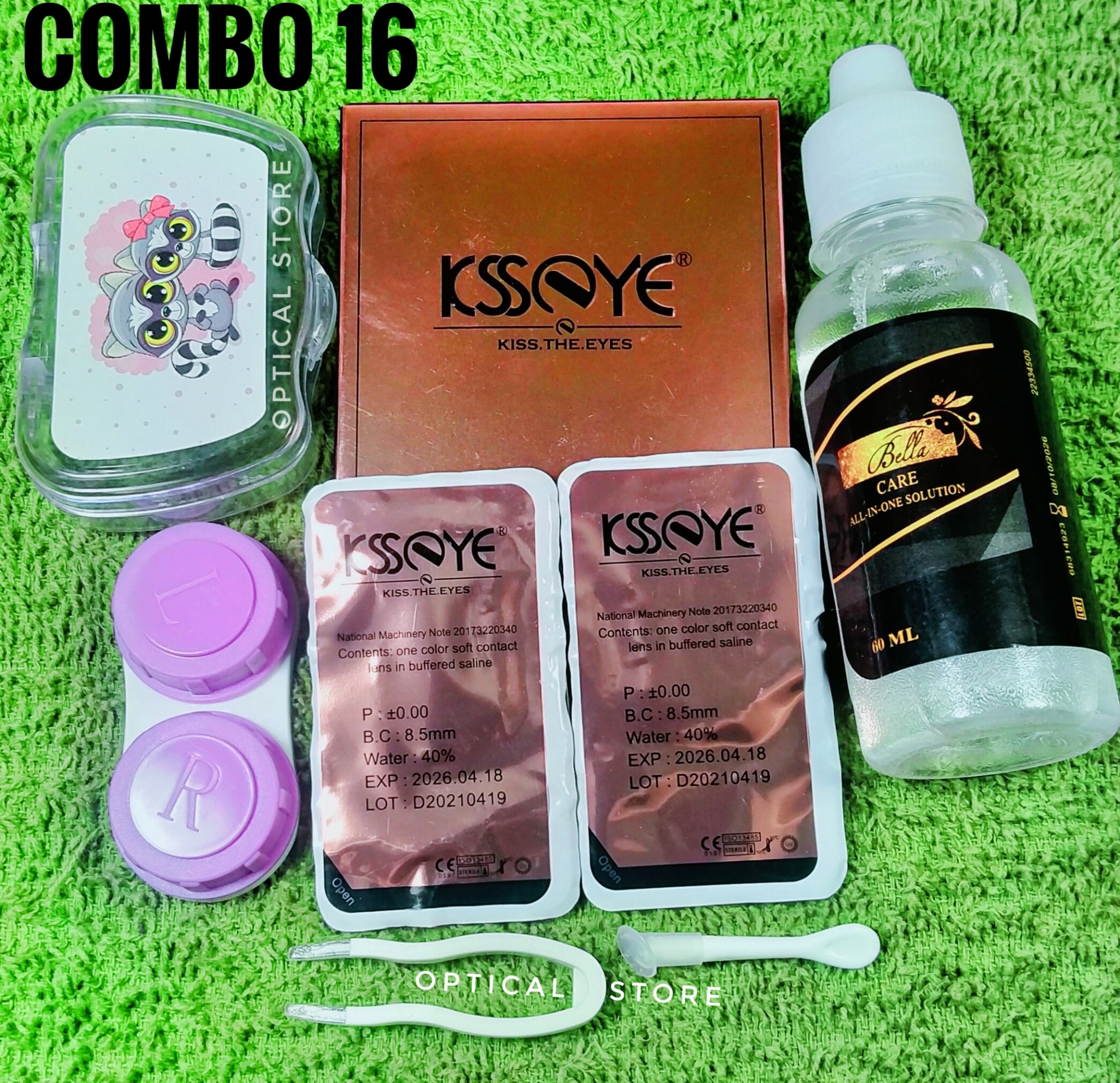Picture of KSSEYE Pattaya Brown Contact Lens, Solution & Travel kit box(Tweezers & Applicator) #pattayabrown