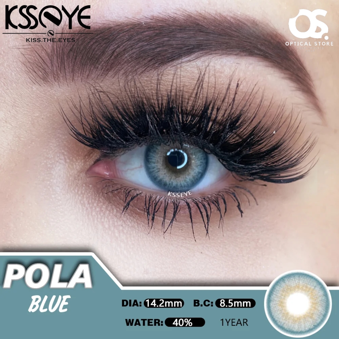 Picture of New Ksseye Pola Blue Color contact lens with 120 ml Solution,twizzer and Applicator (Travel kit box) for men & women. 1 pair Ksseye Color contact lens Combo for eye makeup and Cosmetics. Ksseye Pola/Siam Series. #pola