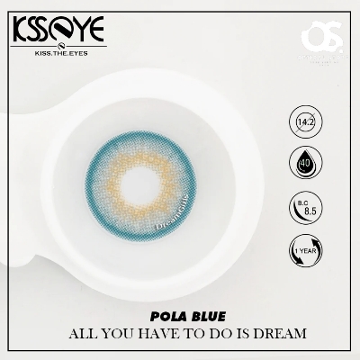 Picture of New Ksseye Pola Blue Color contact lens with 120 ml Solution,twizzer and Applicator (Travel kit box) for men & women. 1 pair Ksseye Color contact lens Combo for eye makeup and Cosmetics. Ksseye Pola/Siam Series. #pola