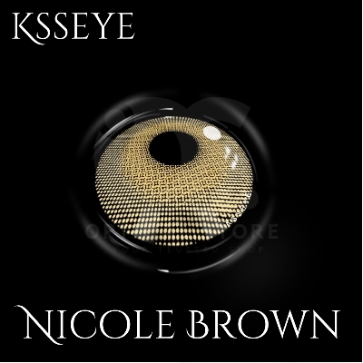 Picture of New Ksseye Nicole Brown Color contact lens with regular kit box for men & women. 1 pair Ksseye Color contact lens for eye makeup and Cosmetics. Ksseye Nicole Series. #nicolebrown