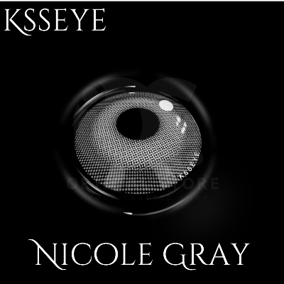 Picture of New Ksseye Nicole Gray Color contact lens with regular kit box for men & women. 1 pair Ksseye Color contact lens for eye makeup and Cosmetics. Ksseye Nicole Series. #nicolegray