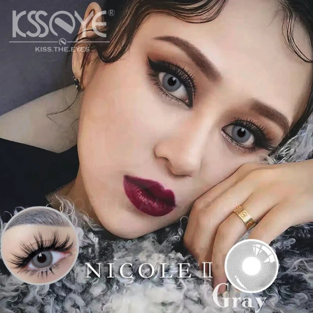 Picture of New Ksseye Nicole Gray Color contact lens with 120 ml Solution,twizzer and Applicator (Travel kit box) for men & women. 1 pair Ksseye Color contact lens Combo for eye makeup and Cosmetics. Ksseye Nicole Series. #nicolegray