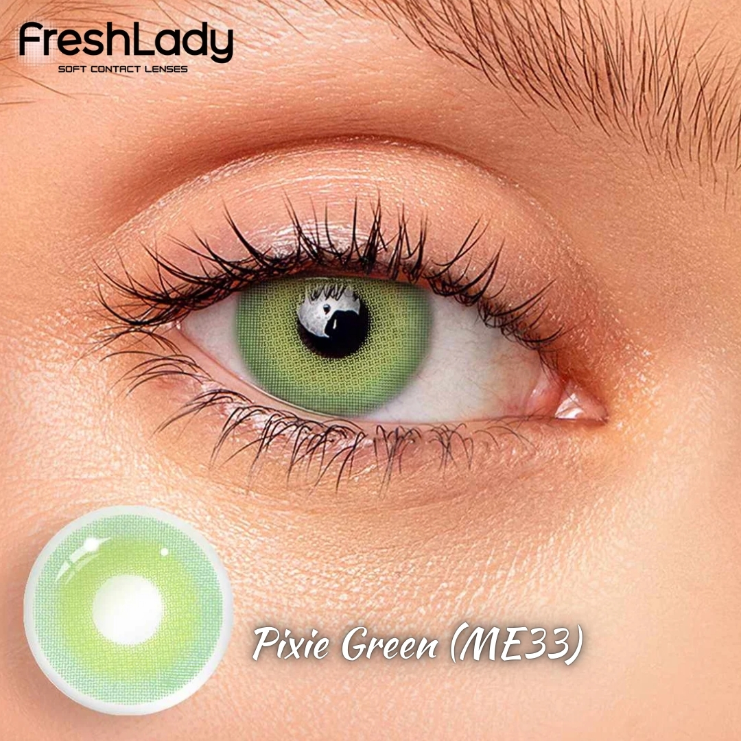 Picture of New Freshlady Pixie Green Color Contact Lens With regular kit box for men & women. 1 pair Freshlady Color Contact Lens For Eye makeup/Eye Fashion. Freshlady Pixie Series. #pixie