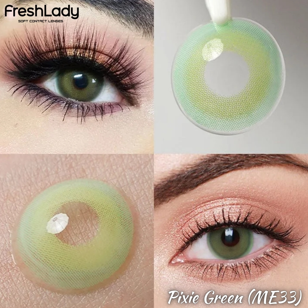Picture of New Freshlady Pixie Green Color Contact Lens With regular kit box for men & women. 1 pair Freshlady Color Contact Lens For Eye makeup/Eye Fashion. Freshlady Pixie Series. #pixie