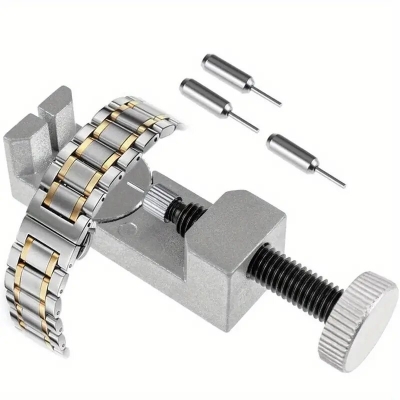 Picture of Watch Band Link Remover With 2 Extra Punch Pins, For Watch Strap Adjustment And Watch Repair Watch Band Holder Block Strap Link Remover Adjuster Repair Tool Watchmaker PIN2