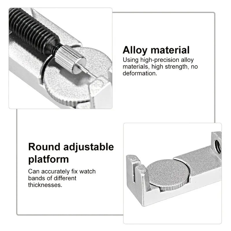 Picture of Watch Band Link Remover With 2 Extra Punch Pins, For Watch Strap Adjustment And Watch Repair Watch Band Holder Block Strap Link Remover Adjuster Repair Tool Watchmaker PIN2