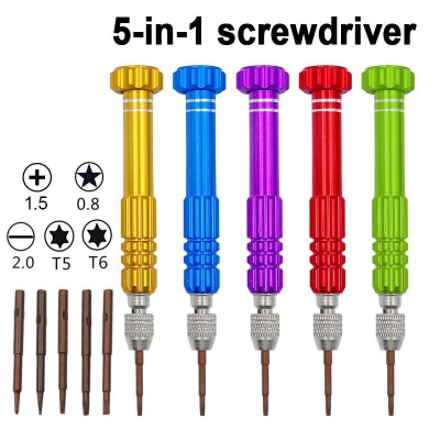 Picture of 5-in-1 Multifunctional Small Screwdriver, PTSLKHN Eyeglass Screwdriver, S2 Steel Magnetic Screwdriver Kit for Eyeglass, Sunglasses, Electronics, Cellphone, Jewelry and More