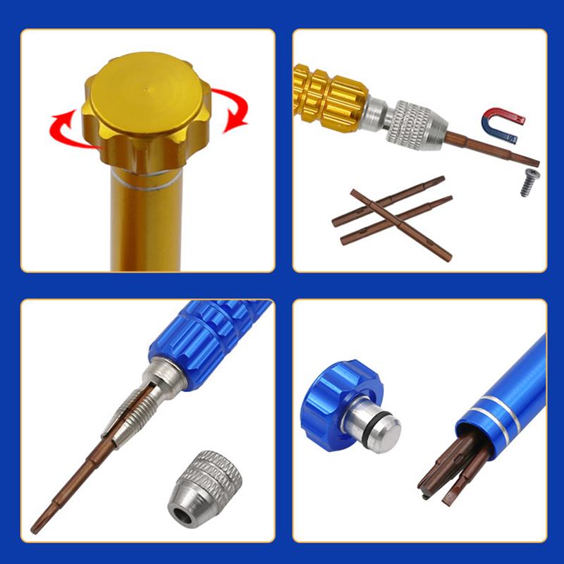 Picture of 5-in-1 Multifunctional Small Screwdriver, PTSLKHN Eyeglass Screwdriver, S2 Steel Magnetic Screwdriver Kit for Eyeglass, Sunglasses, Electronics, Cellphone, Jewelry and More
