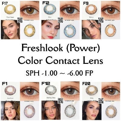 Picture of New Freshlook (Power SPH -1.00 ~ -6.00 FP) Color Contact Lens with kit box.1 pair Freshlook Colorblends Color contact lens For Eyemakeup/eyefashion. Frehlook Colorblensds Series #freshlookPower