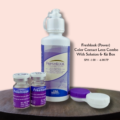 Picture of New Freshlook (Power SPH -1.00 ~ -6.00 FP) Color Contact Lens with 120ml Solution and kit box.1 pair Freshlook Colorblends Color contact lens For Eyemakeup/eyefashion. Frehlook Colorblensds Series #freshlookPower