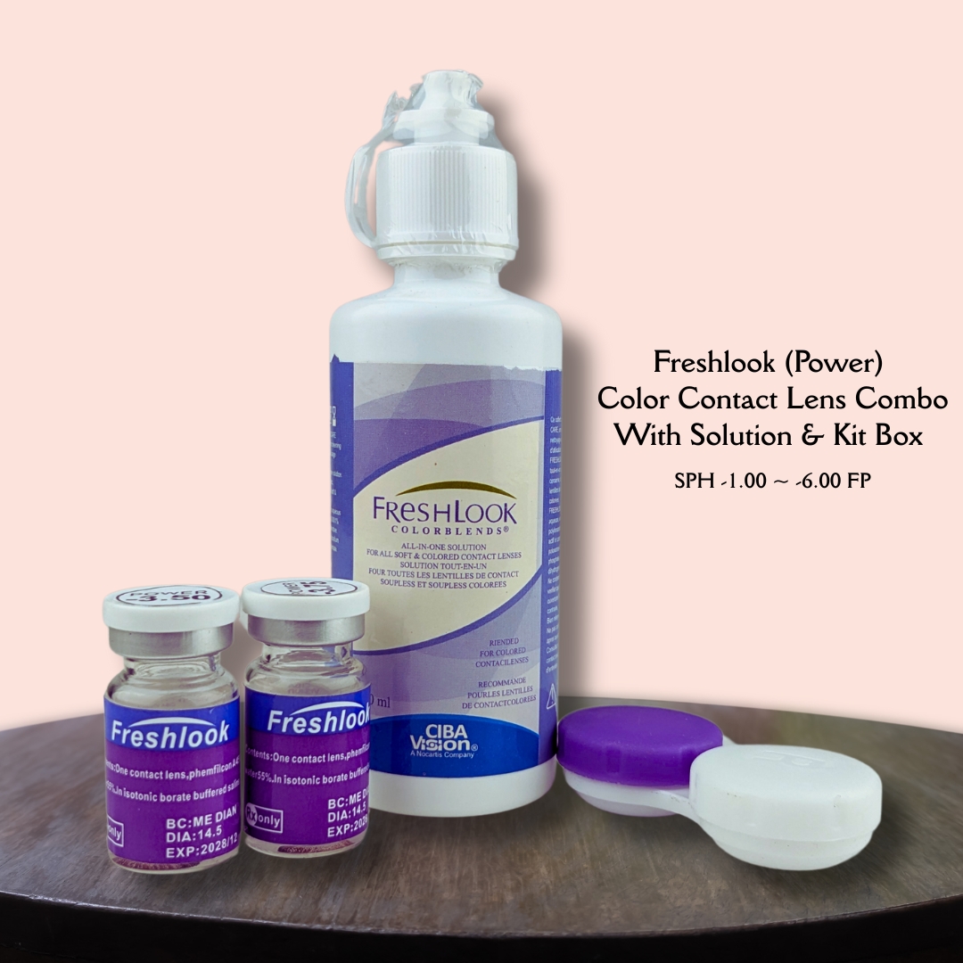 Picture of New Freshlook (Power SPH -1.00 ~ -6.00 FP) Color Contact Lens with 120ml Solution and kit box.1 pair Freshlook Colorblends Color contact lens For Eyemakeup/eyefashion. Frehlook Colorblensds Series #freshlookPower