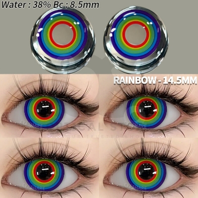 Picture of HALLOWEEN Exclusive Neo Light Rainbow Color Contact Lenses For Cosplay,Halloween Party, And Costumes.1pair Neon Light Rainbow Color contact Lens with Regular Kit Box.Halloween Cosplay  Color Contact Lens. #neon.light