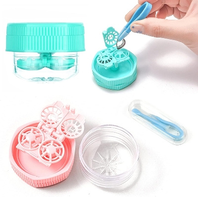Picture of Manually Contact Lens Washer Cleaner Cleaning Lenses Case Eyewear Accessories Cleaning Contact Lens Case Container