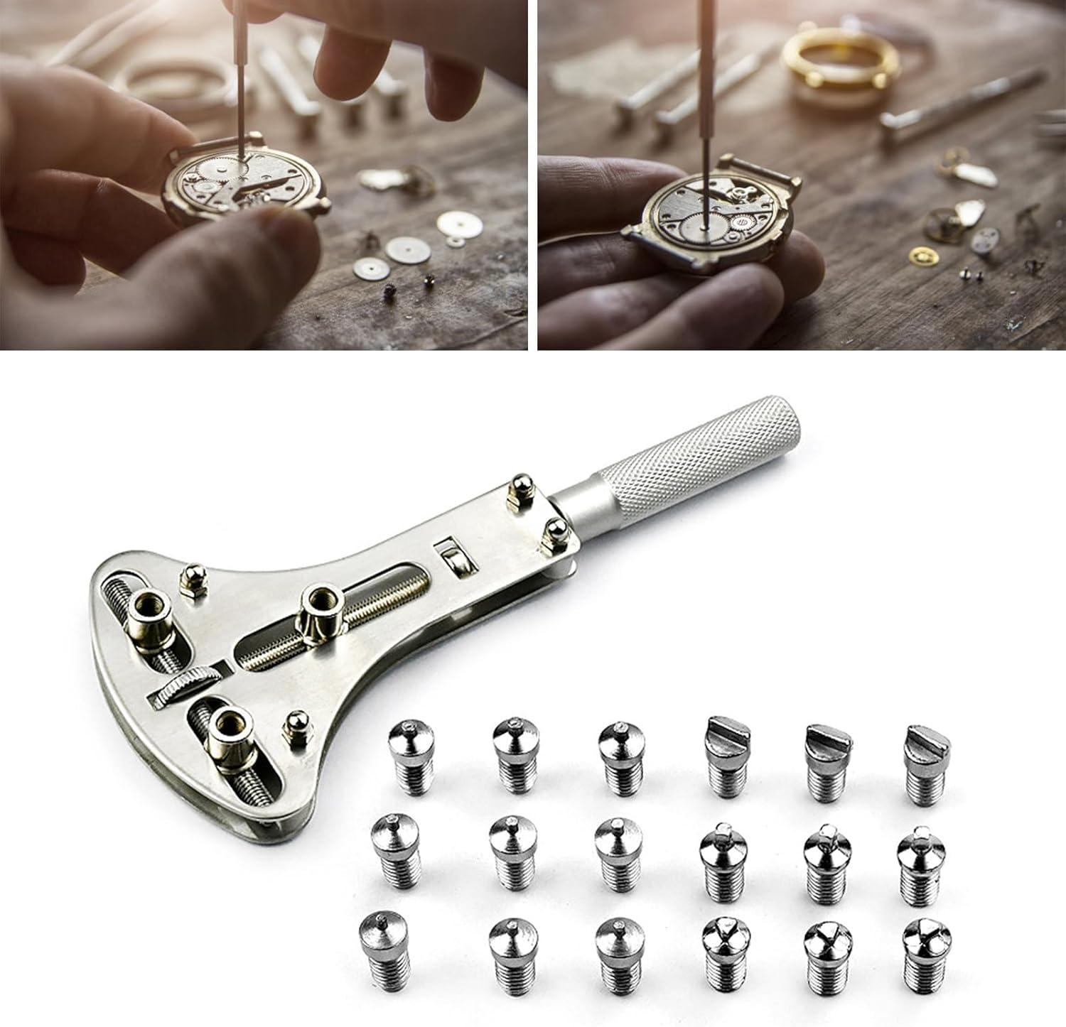 Picture of Professional Watch Wrench Screw Repair Set Kit, Watch Band Spring Bar Link Pin Adjustment, Back Case Removal Opener, Battery Cover
