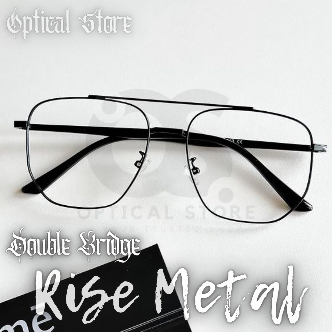 Picture of New Double Bridge Metal Frame wear Eyeglasses Fashionable Black Classic Design Eye Reading glasses. Eyewear glass Full Metal Body Optical Frame Royal. Double Bridge Rise Metal. #DB.Rise.Metal Fashionable