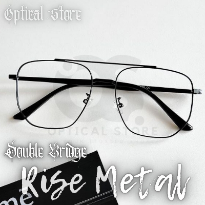 Picture of New Double Bridge Metal Frame wear Eyeglasses Fashionable Black Classic Design Eye Reading glasses. Eyewear glass Full Metal Body Optical Frame Royal. Double Bridge Rise Metal. #DB.Rise.Metal Fashionable