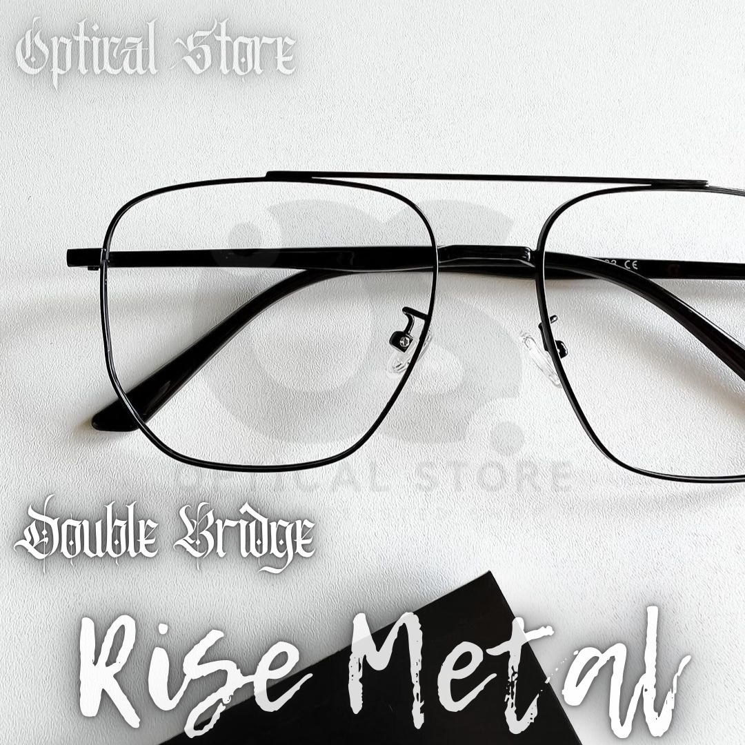 Picture of New Double Bridge Metal Frame wear Eyeglasses Fashionable Black Classic Design Eye Reading glasses. Eyewear glass Full Metal Body Optical Frame Royal. Double Bridge Rise Metal. #DB.Rise.Metal Fashionable