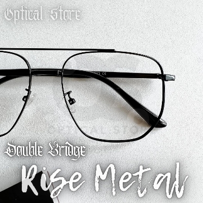 Picture of New Double Bridge Metal Frame wear Eyeglasses Fashionable Black Classic Design Eye Reading glasses. Eyewear glass Full Metal Body Optical Frame Royal. Double Bridge Rise Metal. #DB.Rise.Metal Fashionable