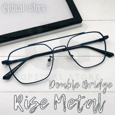 Picture of New Metal Frame Double Bridge Eyeglasses Fashionable Black Classic Design Eye Reading glasses. Eyewear glass Full Metal Body Optical Frame Royal Fashionable. Double Bridge Rise Metal Sunglasses. #DB.Rise.metal