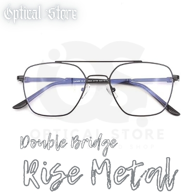Picture of New Metal Frame Double Bridge Eyeglasses Fashionable Black Classic Design Eye Reading glasses. Eyewear glass Full Metal Body Optical Frame Royal Fashionable. Double Bridge Rise Metal Sunglasses. #DB.Rise.metal