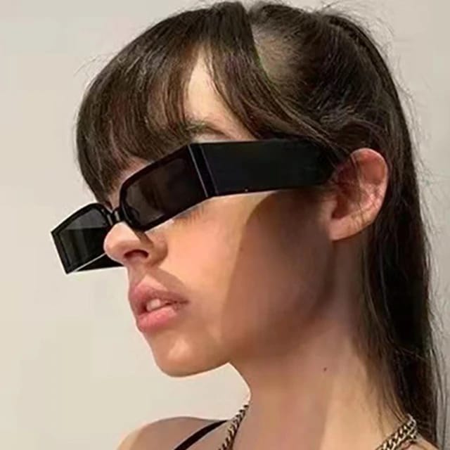 Picture of Tiktok Luxury Rectangle Fashion Sunglasses Man Vintage Designer Brown Shades Sun Glasses Small Frame Personality UV400 Eyewear