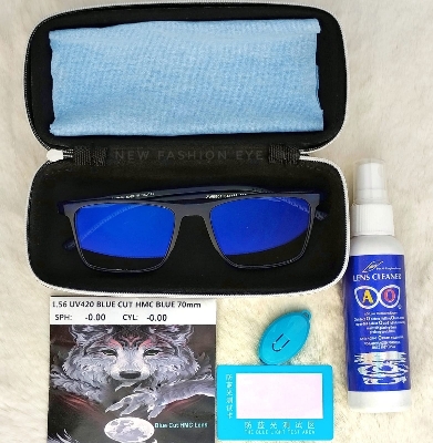 Picture of 2 IN 1 UV 420 ANTI PHOTOSUN BLUE CUT Lens Glass  All in one Photochromic Anti Blue Light Computer Glasses Men Women Blue Light Blocking Eyewear Radiation Protection Gaming Eyeglass Frame