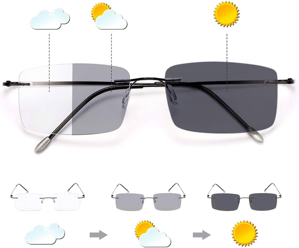 Picture of 2 IN 1 UV 420 ANTI PHOTOSUN BLUE CUT Lens Glass  All in one Photochromic Anti Blue Light Computer Glasses Men Women Blue Light Blocking Eyewear Radiation Protection Gaming Eyeglass Frame